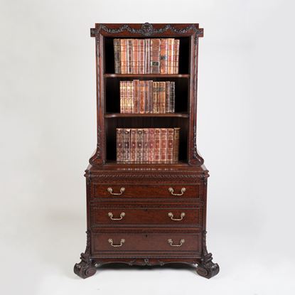 A Carved Mahogany Cabinet Bookcase in the George II Manner
