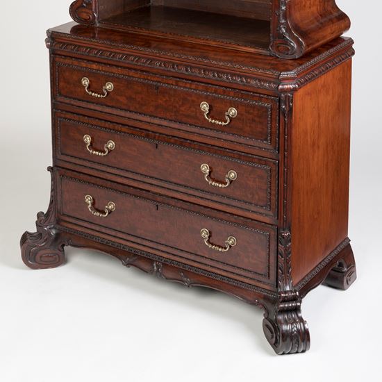 A Carved Mahogany Cabinet Bookcase in the George II Manner