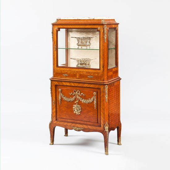 A French Kingwood Parquetry and Ormolu Mounted Vitrine 