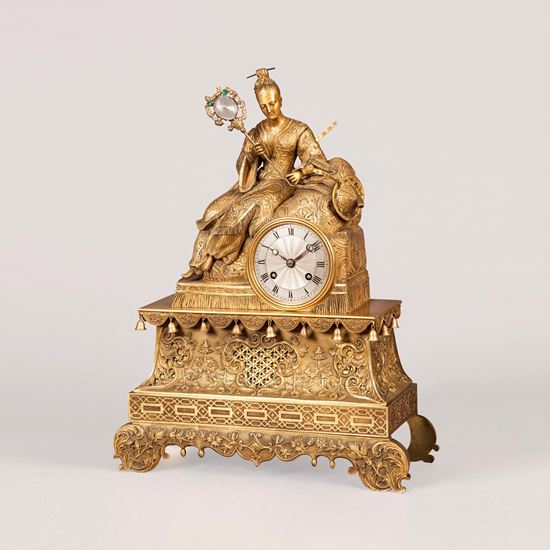 A French Antique Gilt Bronze Mantle Clock