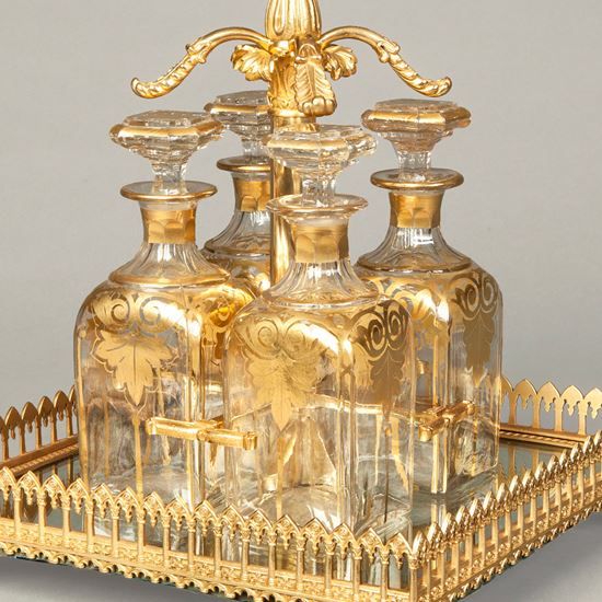 An Antique Crystal Glass and Ormolu Decanter Set