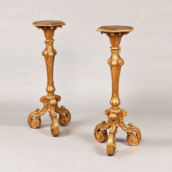A Good Pair of Candle Stands in the manner of James Moore