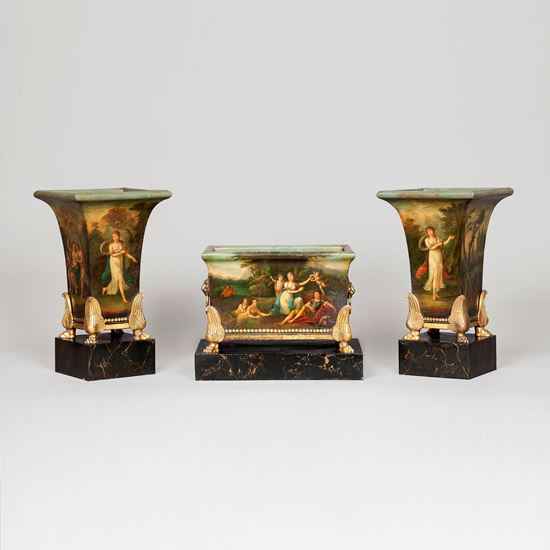 A Three Piece Jardinière Garniture of the Empire Period
