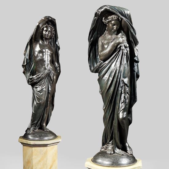 A Dramatic & Highly Decorative Pair of Statues in the Classical Manner