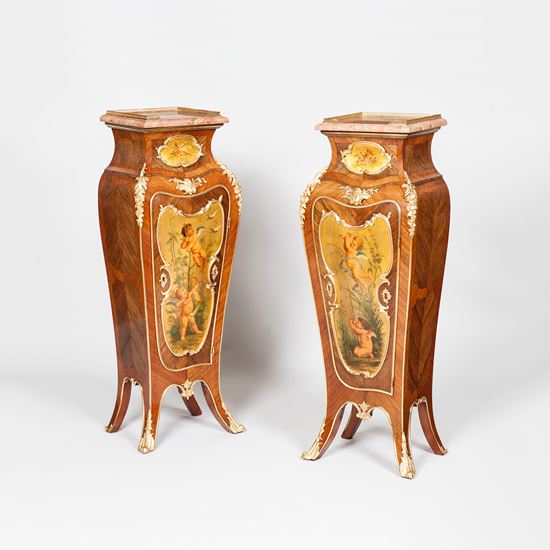 A Pair of Pedestal Cabinets in the Louis XV Manner