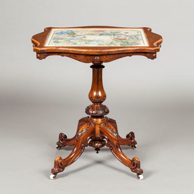A Victorian Occasional Table with Watercolour Top
