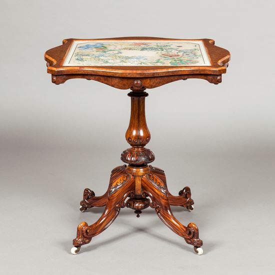 A Victorian Occasional Table with Watercolour Top