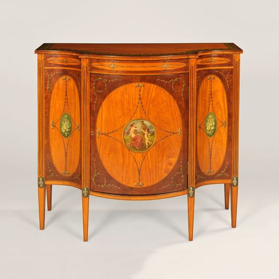 A Painted Mahogany and Satinwood Side Cabinet in the Adams Manner