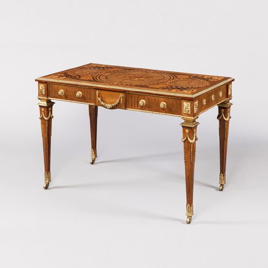 A Marquetry Antique Library Table by Howard & Sons