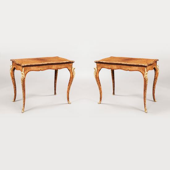 A Near Pair of  Walnut Card Tables in the Louis XV Manner