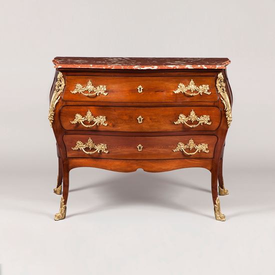 A Pair of French Antique Mahogany & Ormolu Commodes