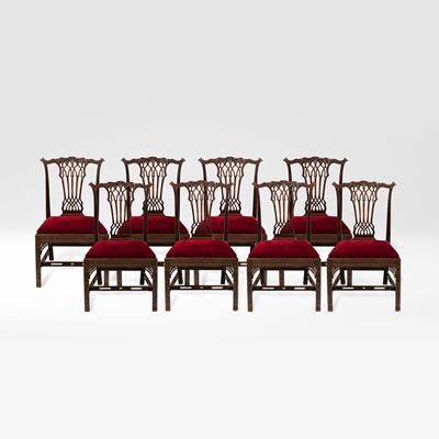 A Set of Eight Side Chairs in the Georgian Gothick Manner