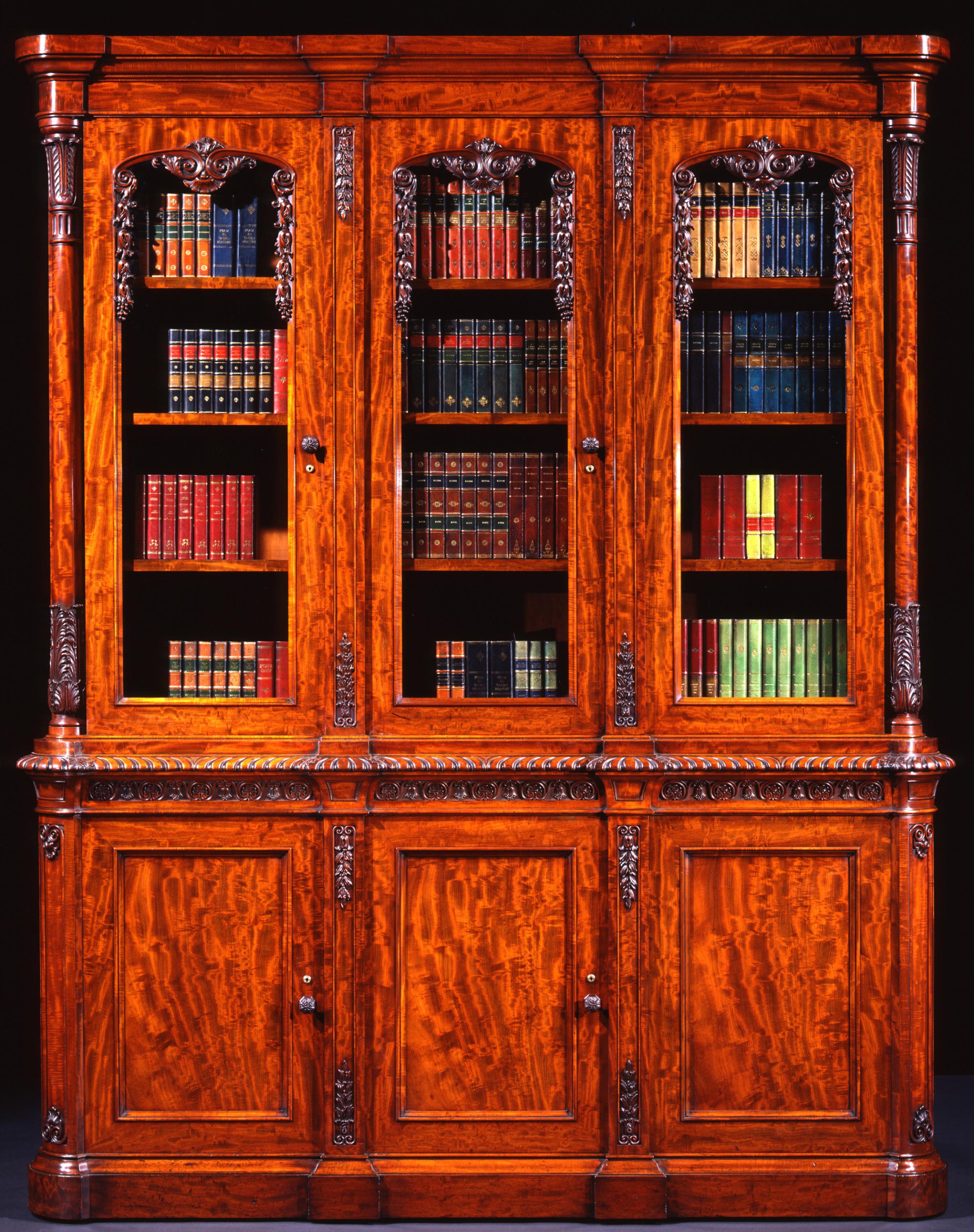 bookcase made with stop mottle mahogany, by T & G Seddon