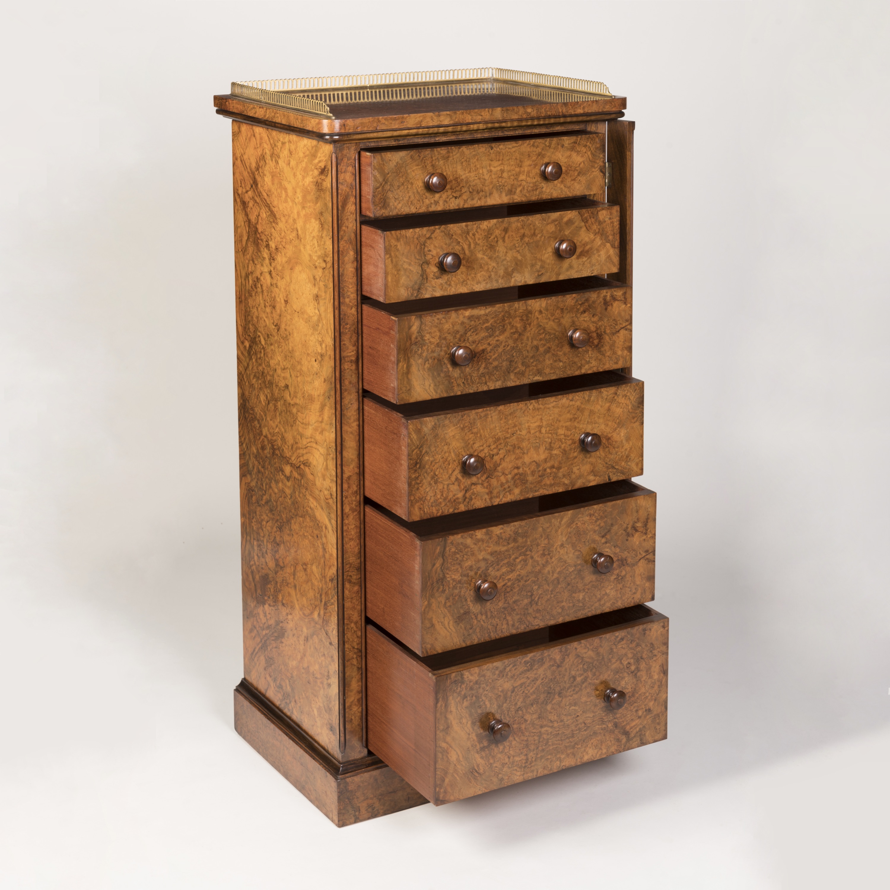 A Burr Walnut Wellington Chest By Holland & Sons