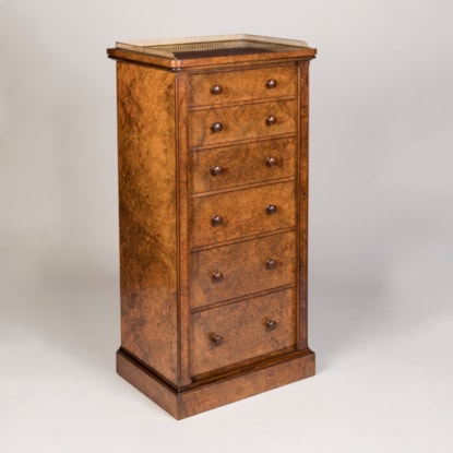 A Burr Walnut Wellington Chest By Holland & Sons