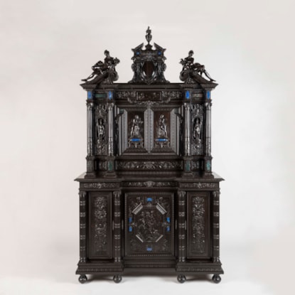 The International Exhibition Carved Cabinet By Fourdinois of Paris