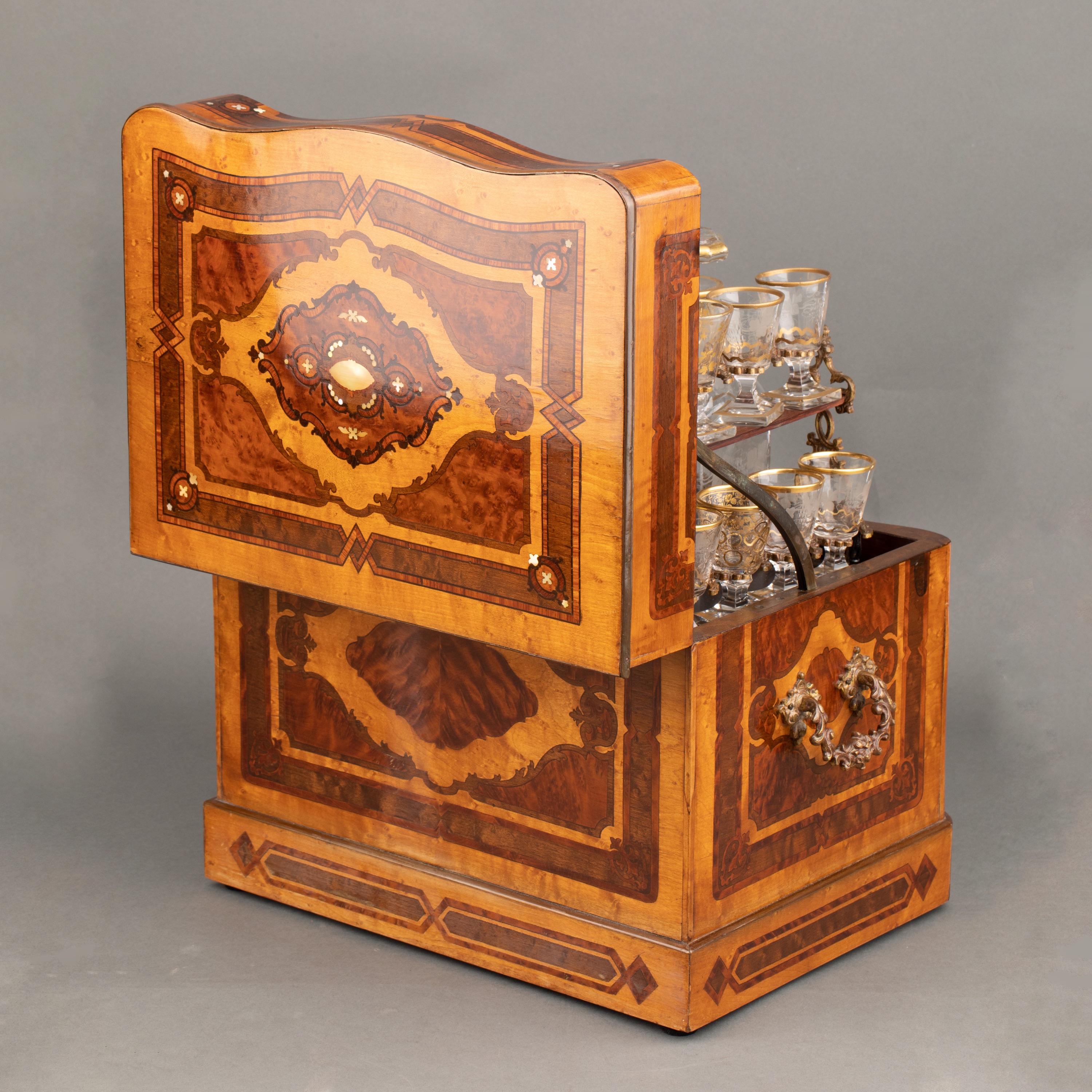 A Fine Napoleon III Mother-of-Pearl Inlaid and Marquetry Drinks Box