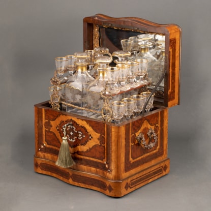 A Fine Napoleon III Mother-of-Pearl Inlaid and Marquetry Drinks Box
