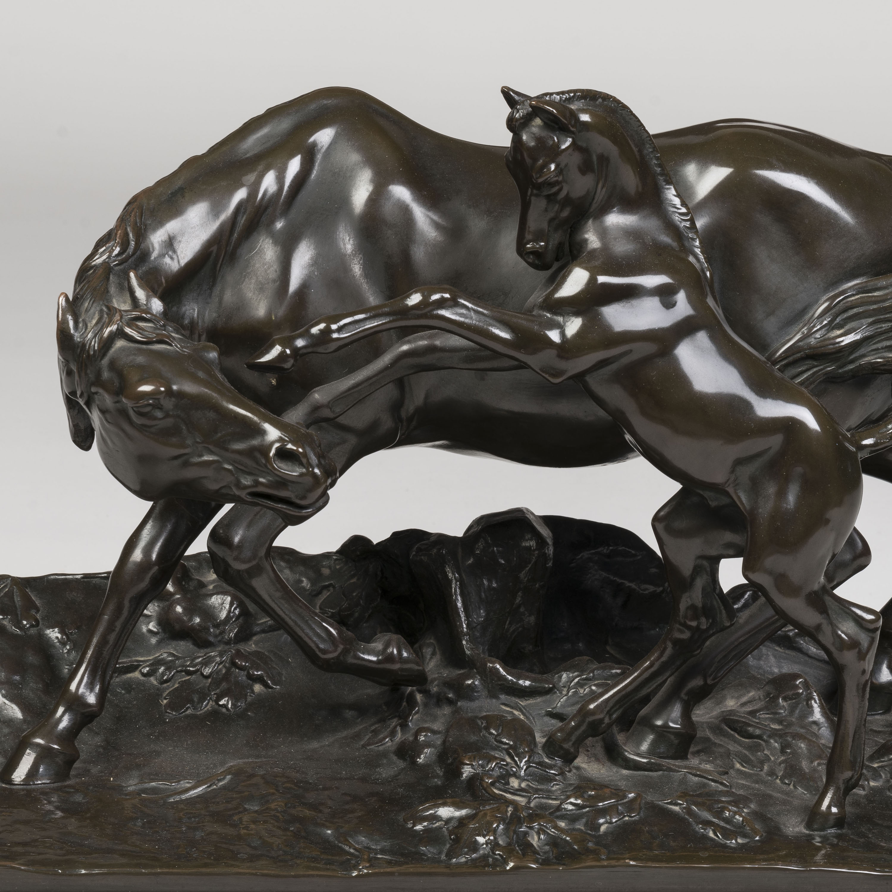 A Pair of Bronzed Electrotype Equestrian Groups By Pierre-Jules Mêne