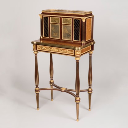 An Ormolu-Mounted Amboyna and Lacquer Bonheur-du-Jour by Henry Dasson