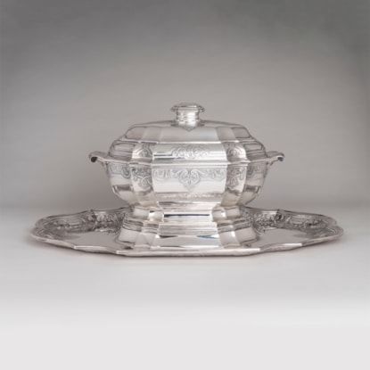 A Large Silver Tureen-on-Stand in the Régence Style