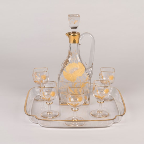 An Art Nouveau Parcel Gilt Crystal Drinks Set By Baccarat