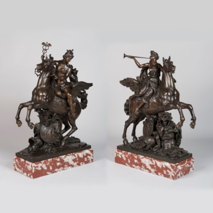 Mercury and Fame Seated on Pegasus Cast by Eugène Cornu (1827-1899)
