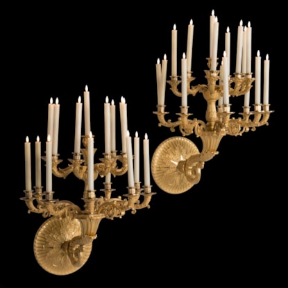 A Pair of Louis-Philippe Period Sixteen-Light Ormolu Wall Appliques
