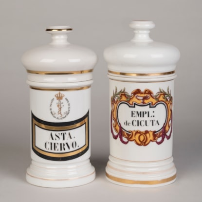 A Set of Two Porcelain Apothecary jars