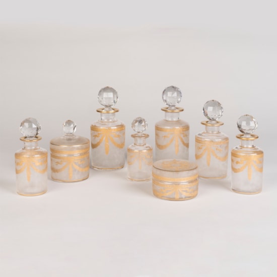 An Eight-Piece Crystal Vanity Set