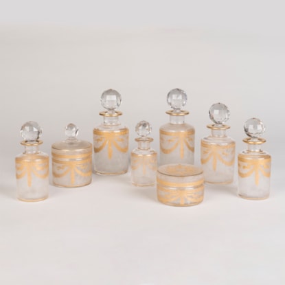 An Eight-Piece Crystal Vanity Set