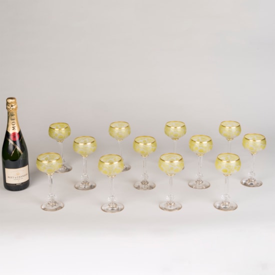A Very Rare Set of 12 Chartreuse Glasses