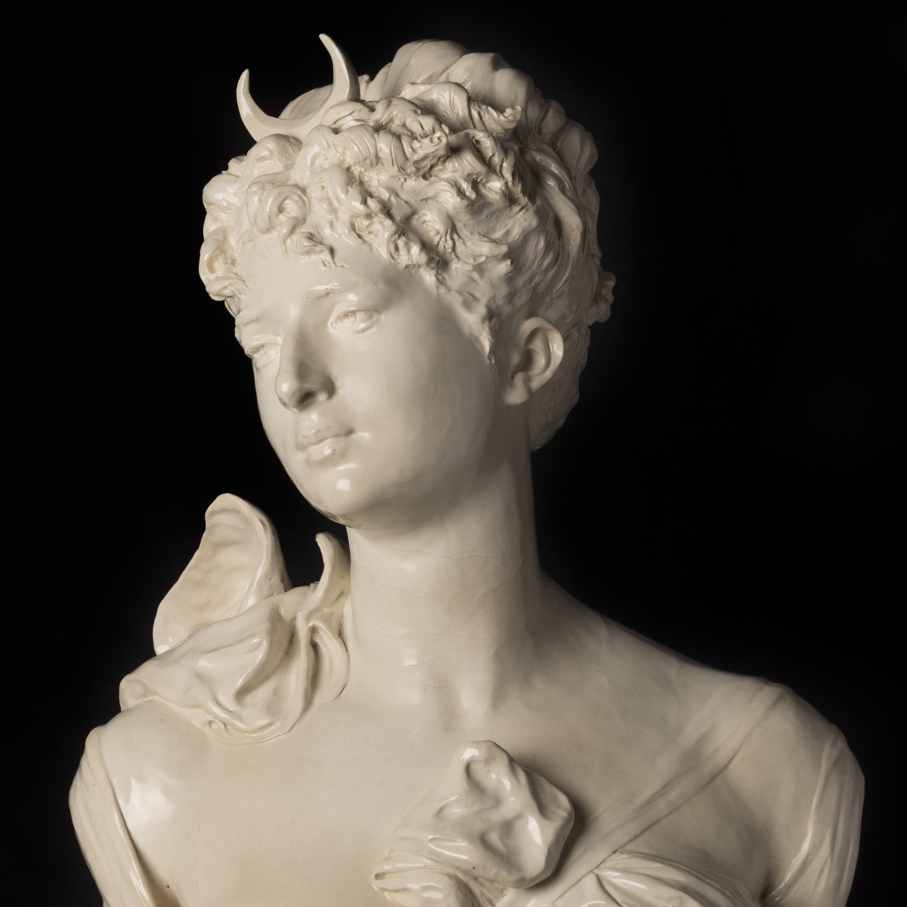 A Faience Bust of Diana After Louis-Robert Carrier-Belleuse