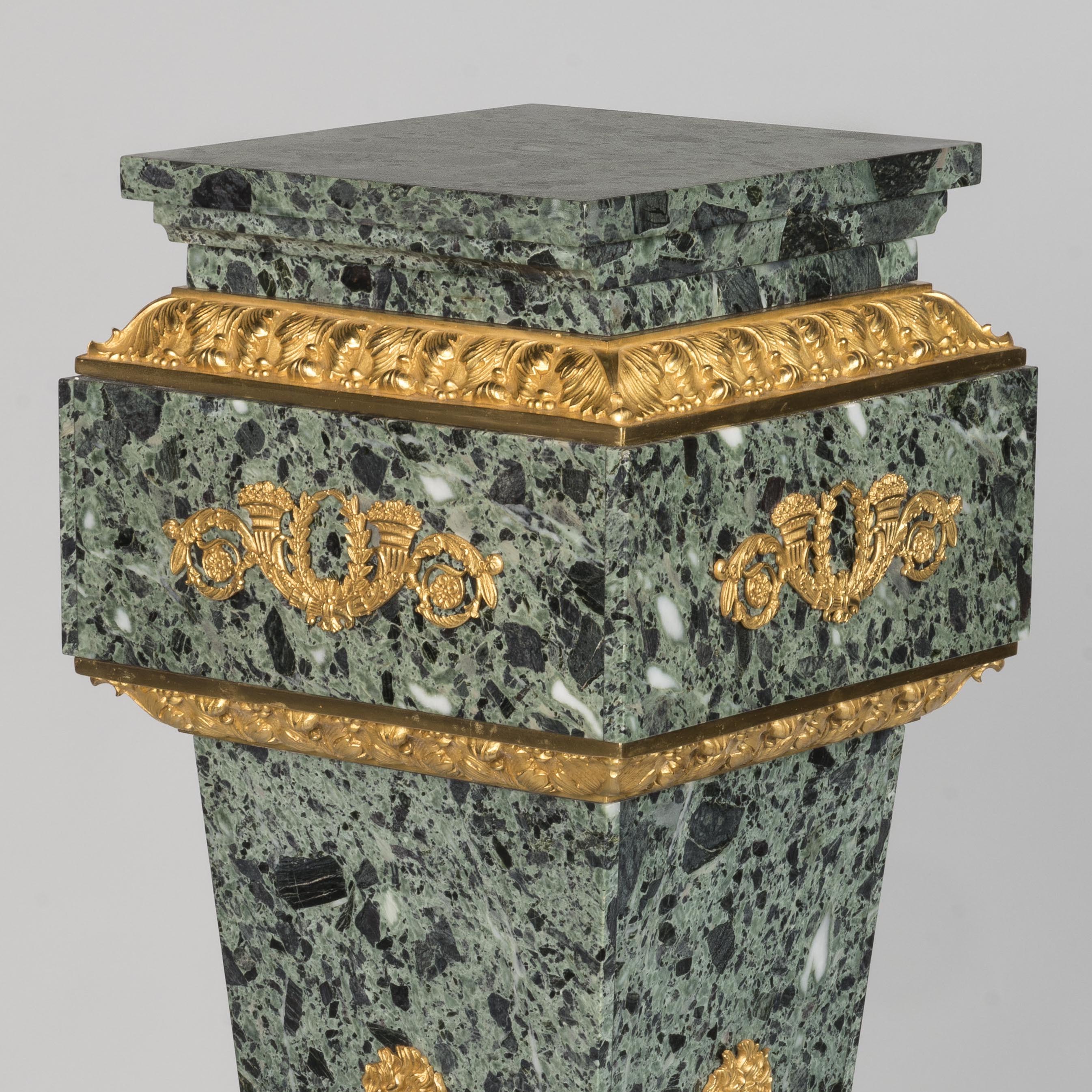 A Fine Green Marble Empire Style Pedestal
