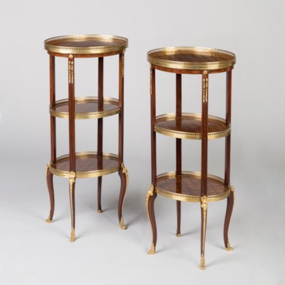 Pair of Tiered Occasional Tables In the Transitional Manner