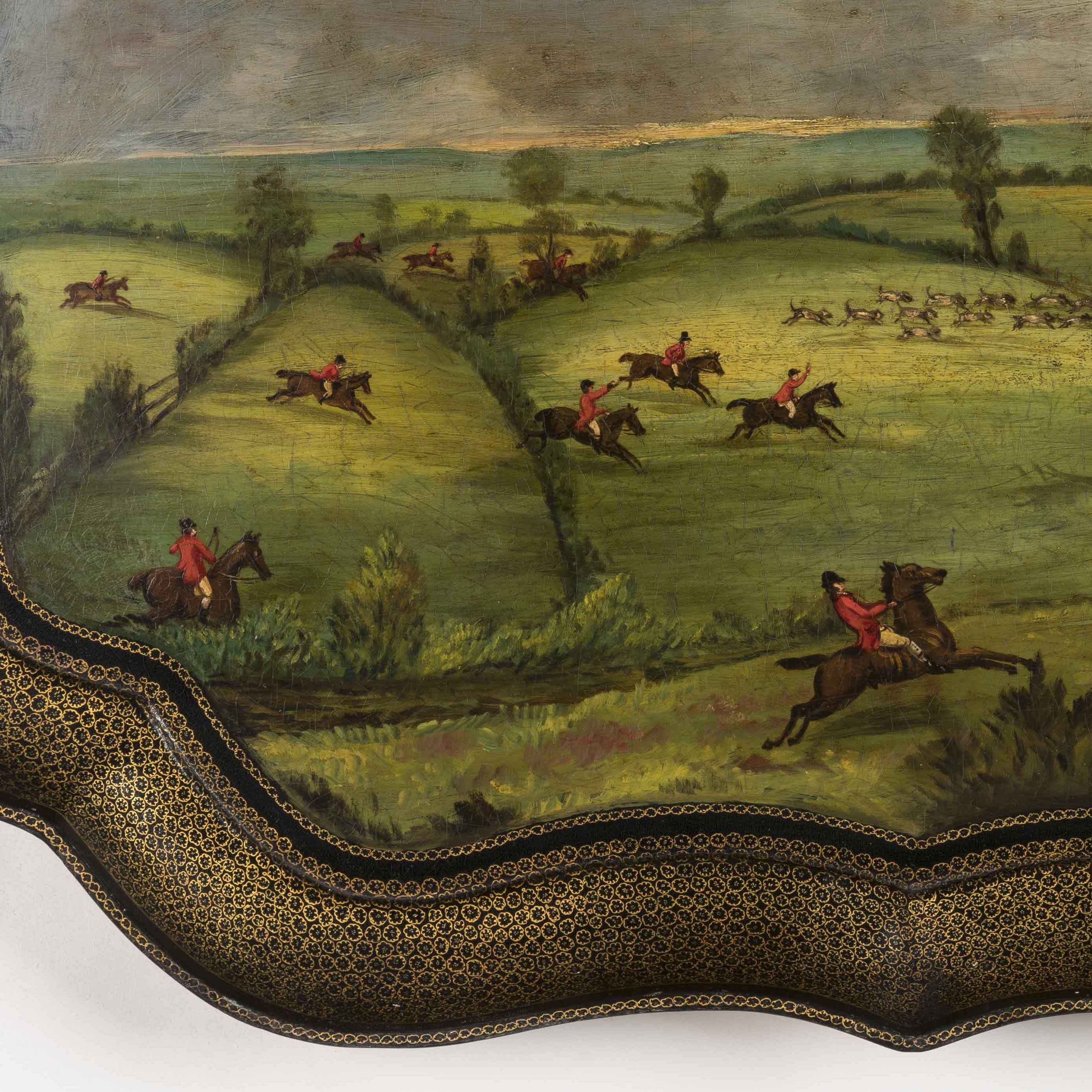 A Regency Period Gilt &amp; Polychrome Papier-M&#226;ch&#233; Tray By Henry Clay of Covent Garden