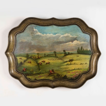 A Regency Period Gilt & Polychrome Papier-Mâché Tray By Henry Clay of Covent Garden