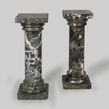 A Pair of Verde Antico Marble Pedestals
