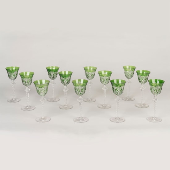 A Fine Set of 12 Cut-To-Clear Wine Glasses Most Probably by Baccarat