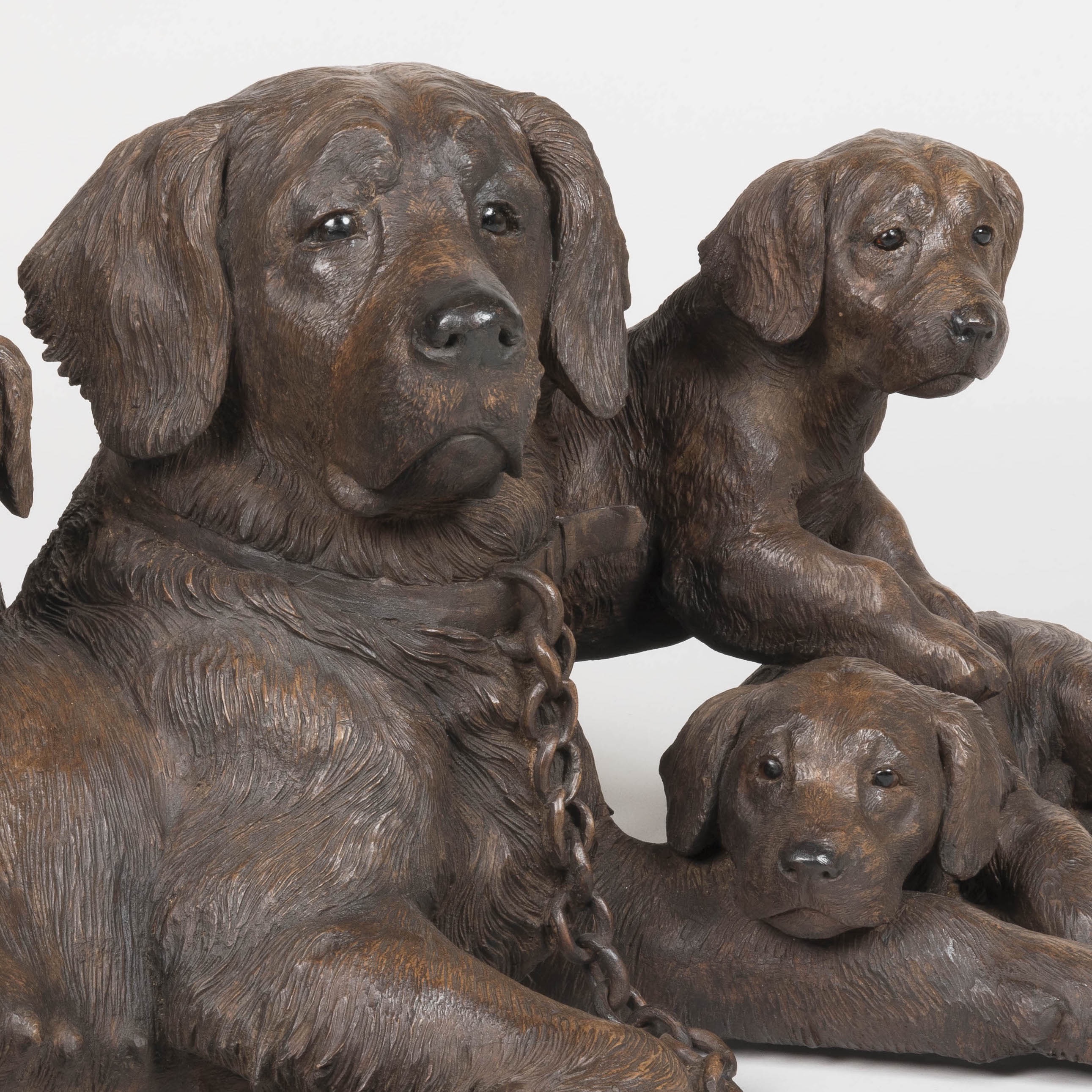 A Tremendous 'Black Forest' Carved Dog Group Of Spectacular Size