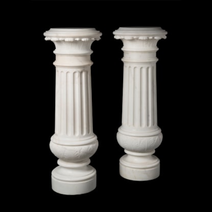 An Impressive Pair of White Marble Pedestals