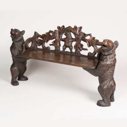 A 'Black Forest' Carved Bear Bench