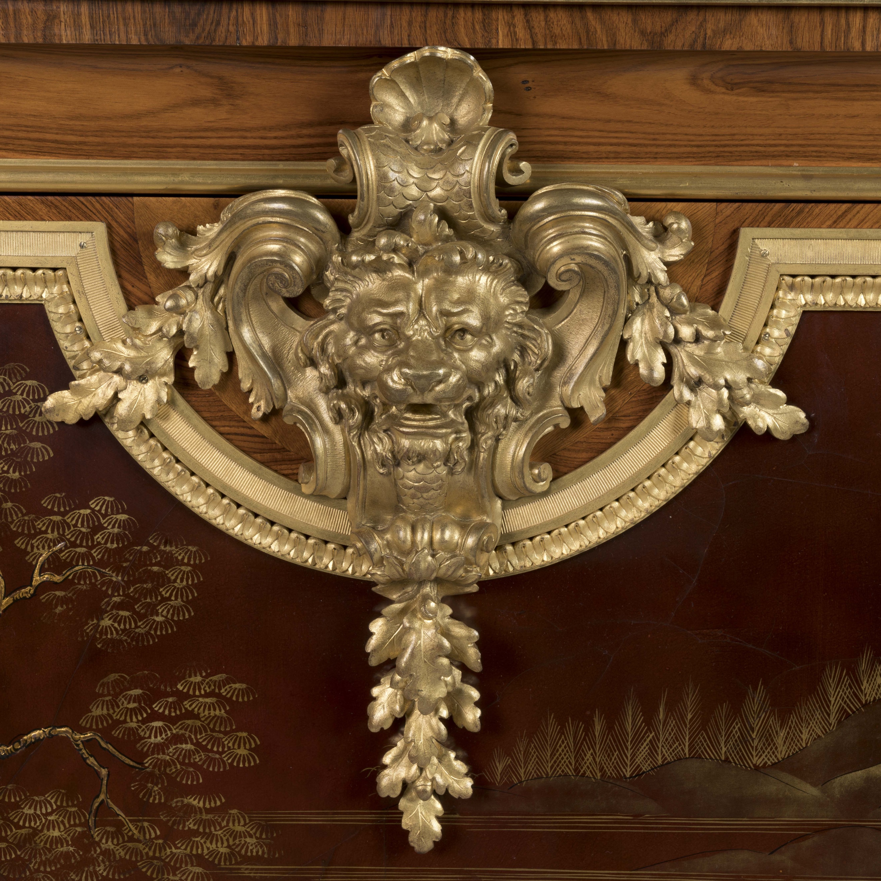 An Ormolu Mounted Red Lacquer Meuble d'Entre Deux