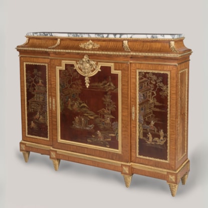 An Ormolu Mounted Red Lacquer Meuble d'Entre Deux