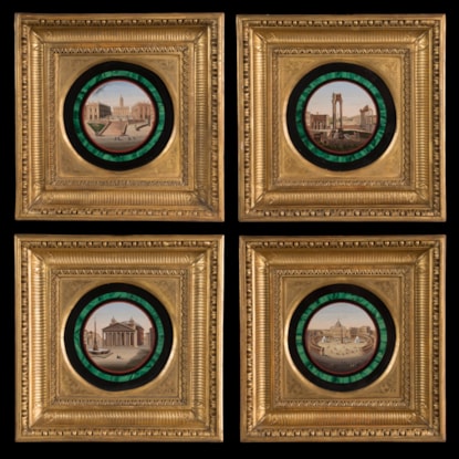 A Fine Suite of Four Grand Tour Micromosaic Plaques
