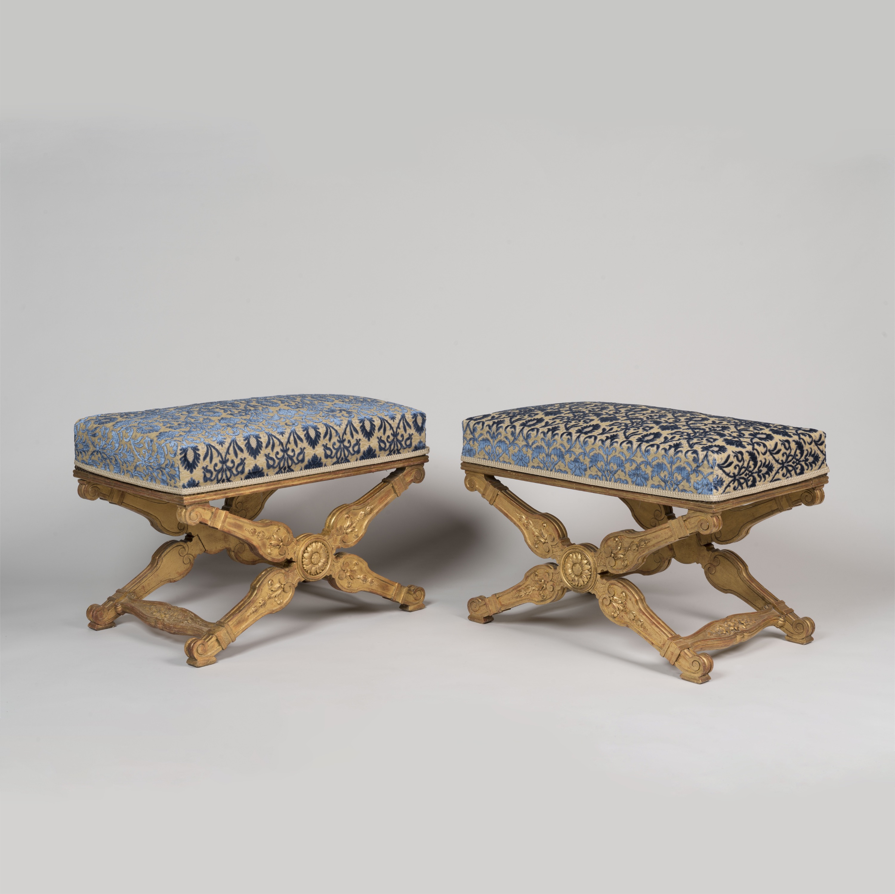 A Pair of French Empire Giltwood Pliants
