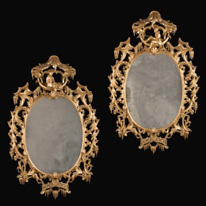 A Pair of George II Style Chinoiserie Mirrors