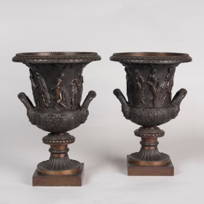 A Pair of Bronze Medici & Borghese Vases