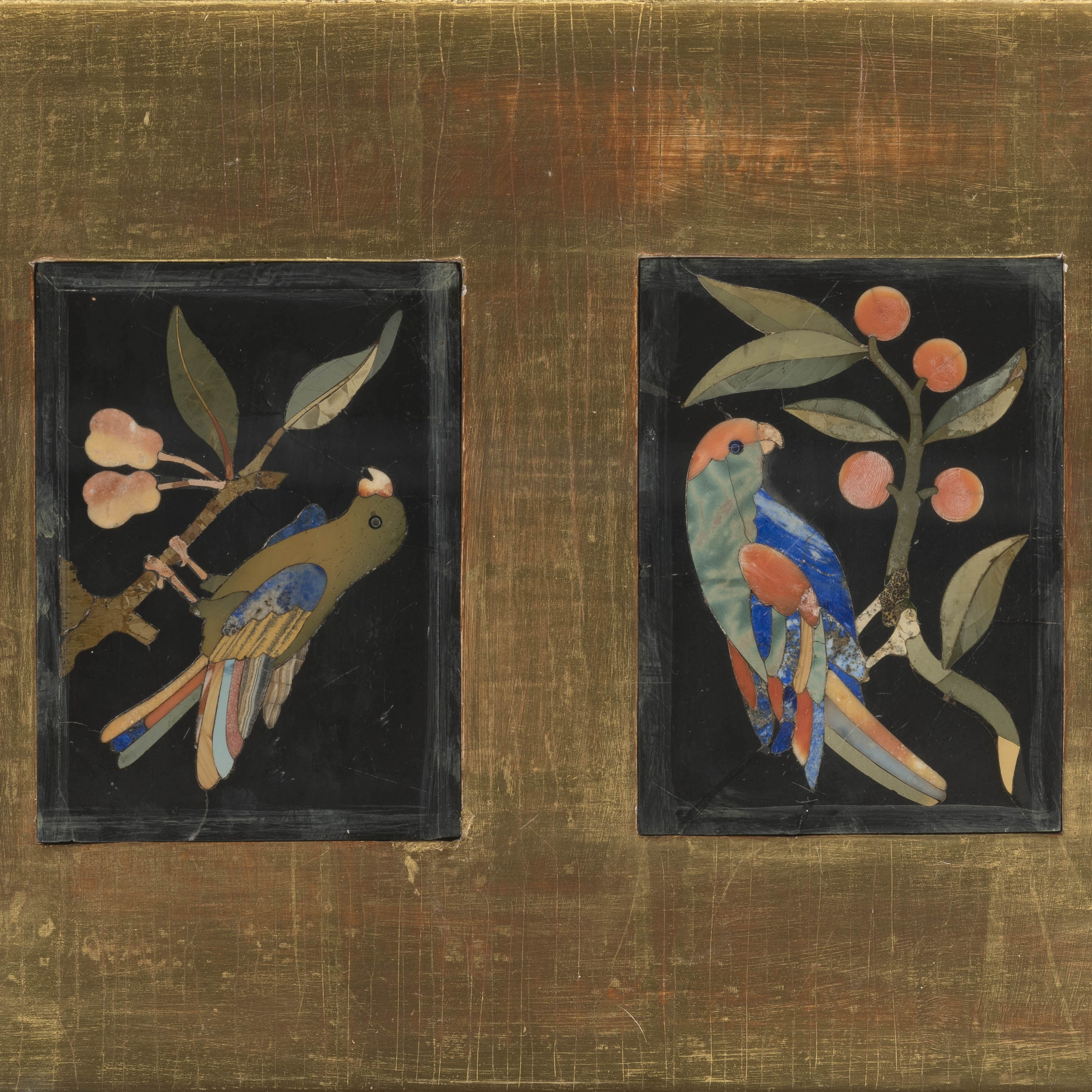 An Exceptional Pair of Pietra Dura Inlaid Gilt Brass Étagère Tables