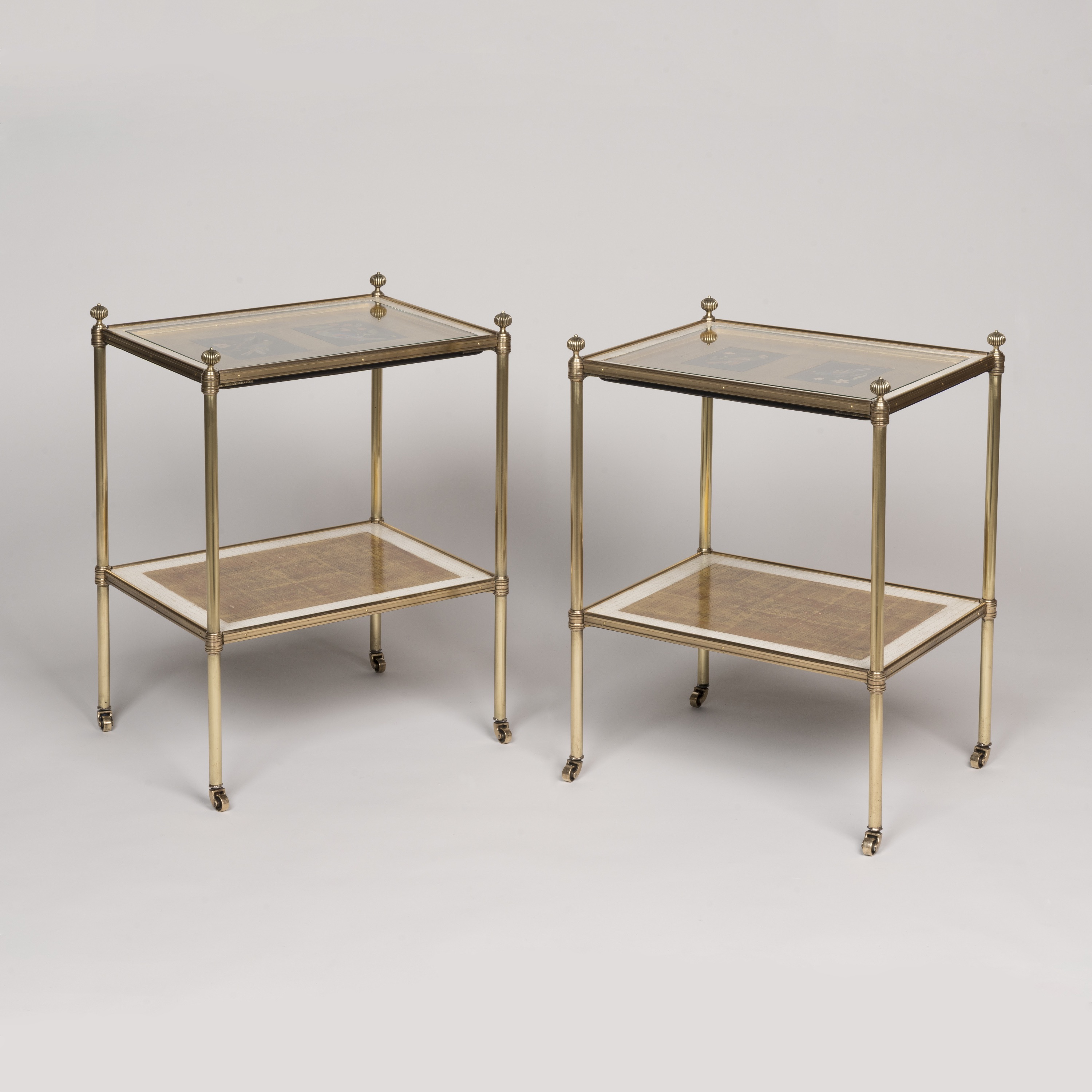 An Exceptional Pair of Pietra Dura Inlaid Gilt Brass Étagère Tables